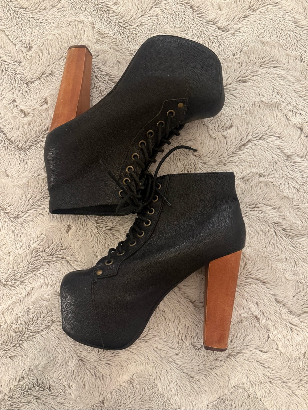 Jeffrey Campbell Lita Women's Black Bootie Sz 7 Whimsy Goth Vintage Grunge Read